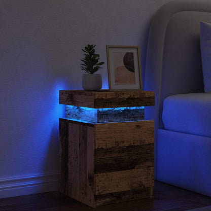 vidaXL Bedside Cabinet with LED Old Wood 35x39x55 cm Engineered Wood 1