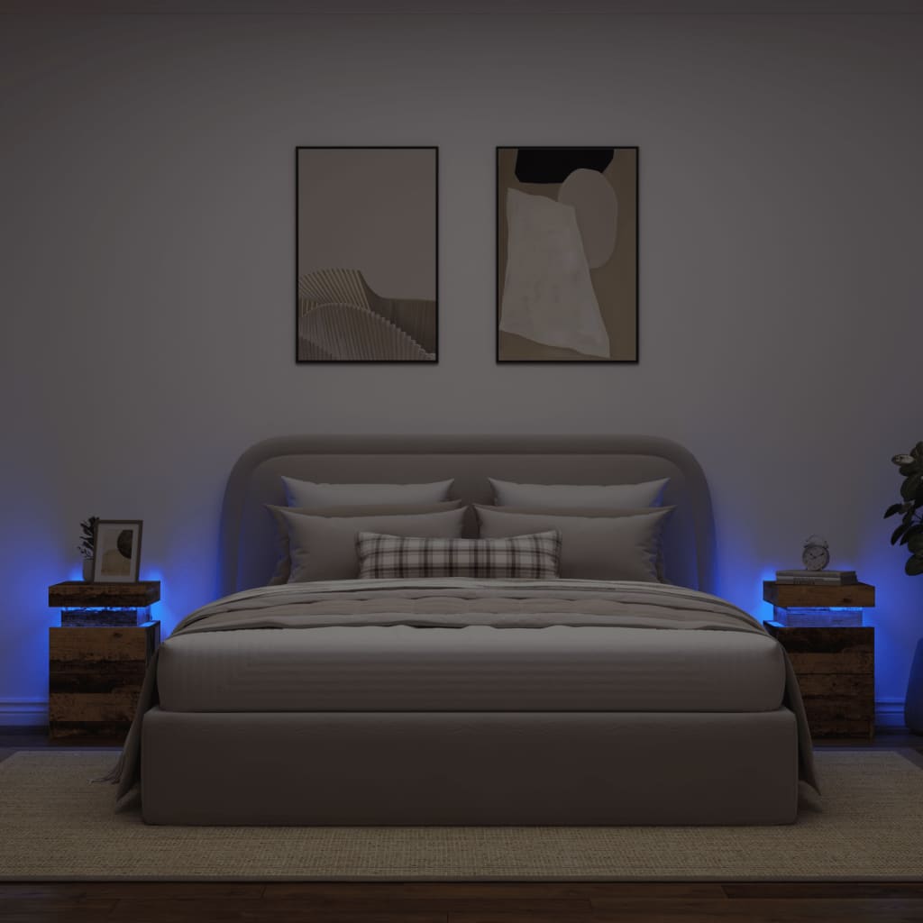 vidaXL Bedside Cabinet with LED Lights 35x39x55 cm