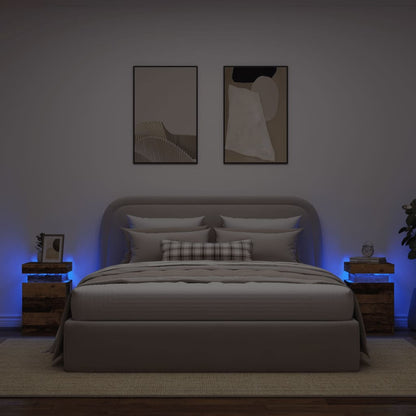 vidaXL Bedside Cabinet with LED Lights 35x39x55 cm