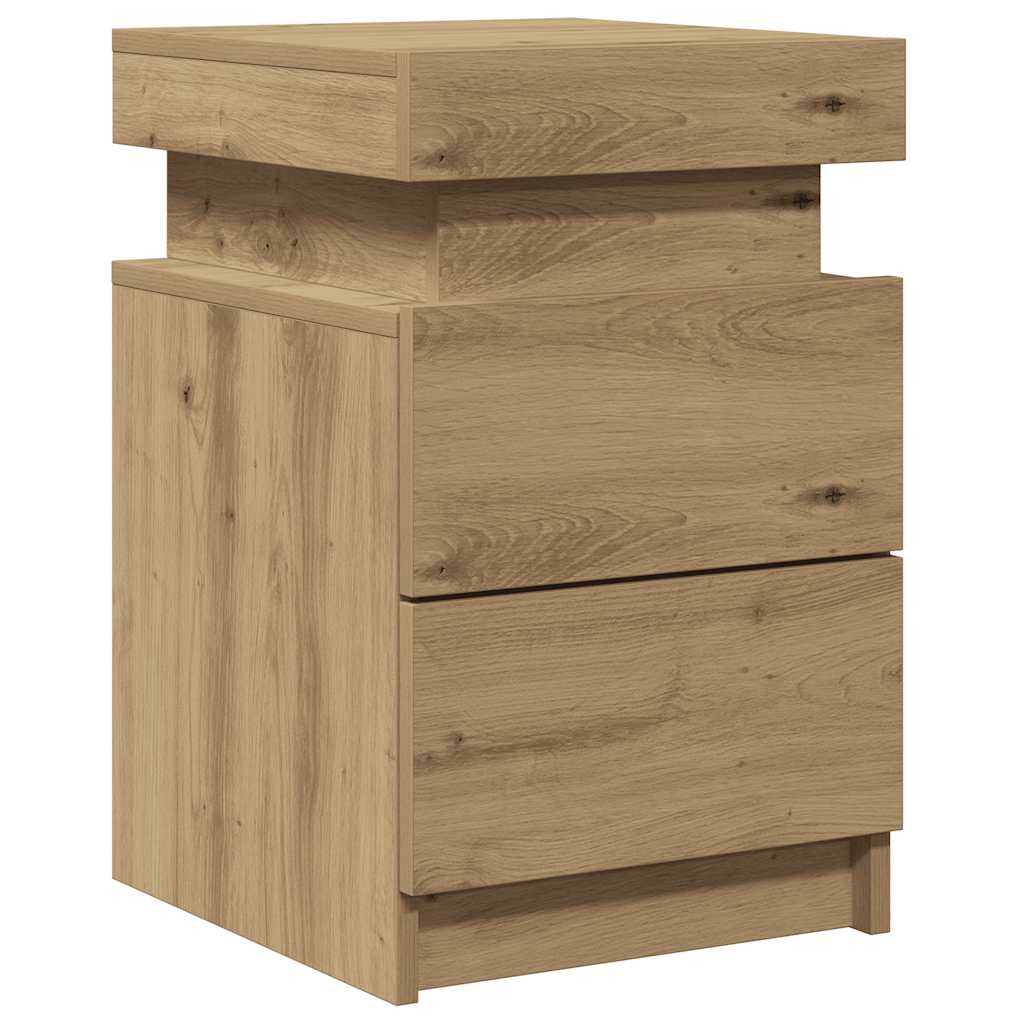 vidaXL Bedside Cabinet with LED Artisian Oak 35x39x55 cm Engineered Wood 4