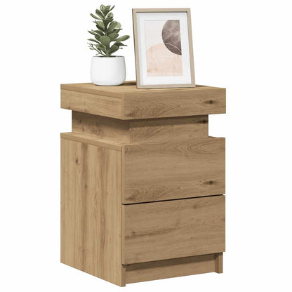 Bedside Cabinet with LED Lights 35x39x55 cm Artisian oak