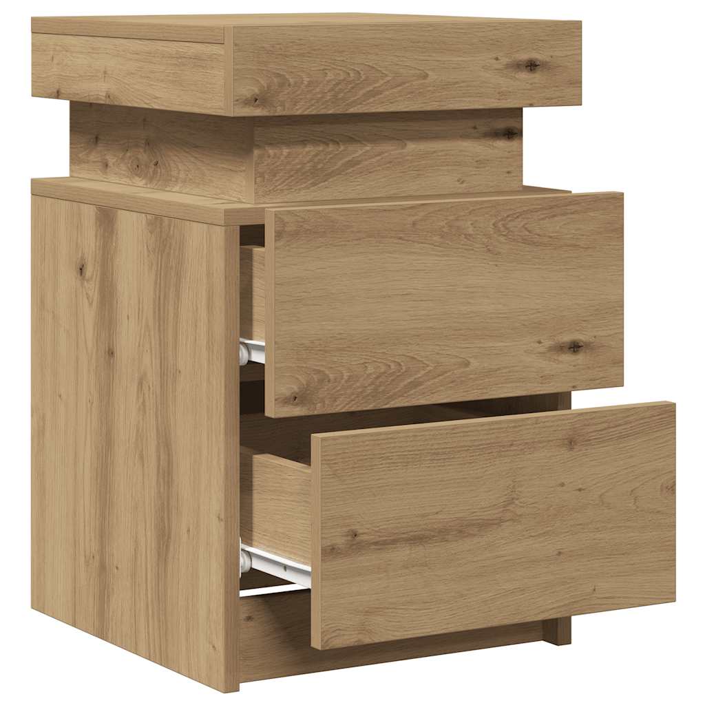vidaXL Bedside Cabinet with LED Artisian Oak 35x39x55 cm Engineered Wood 5