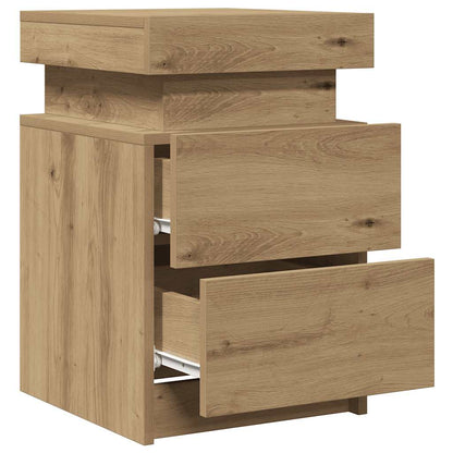 vidaXL Bedside Cabinet with LED Artisian Oak 35x39x55 cm Engineered Wood 5