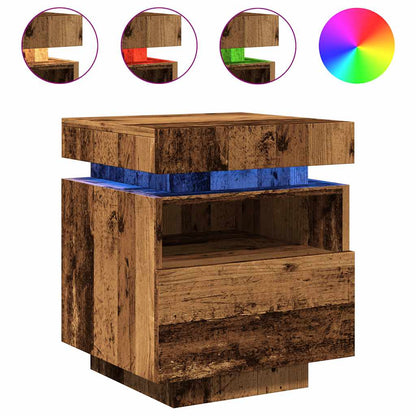 vidaXL Bedside Cabinet with LED Lights Old Wood 40x39x48,5 cm 2