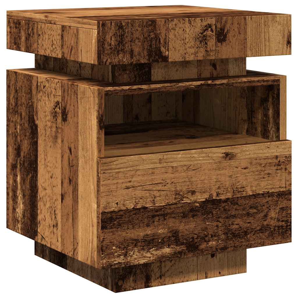 vidaXL Bedside Cabinet with LED Lights Old Wood 40x39x48,5 cm 4