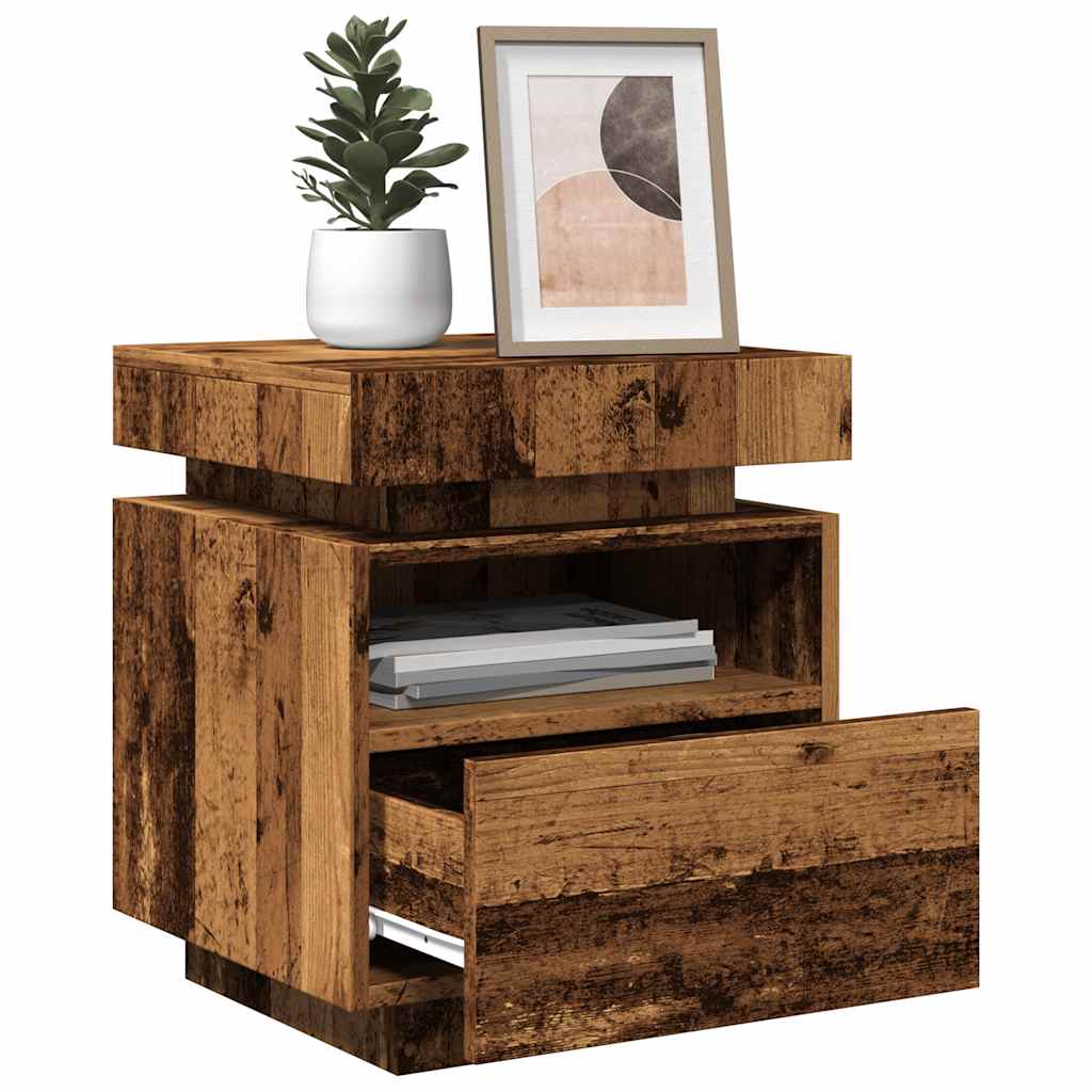 Bedside Cabinet with LED Lights 40x39x48,5 cm Old wood 1