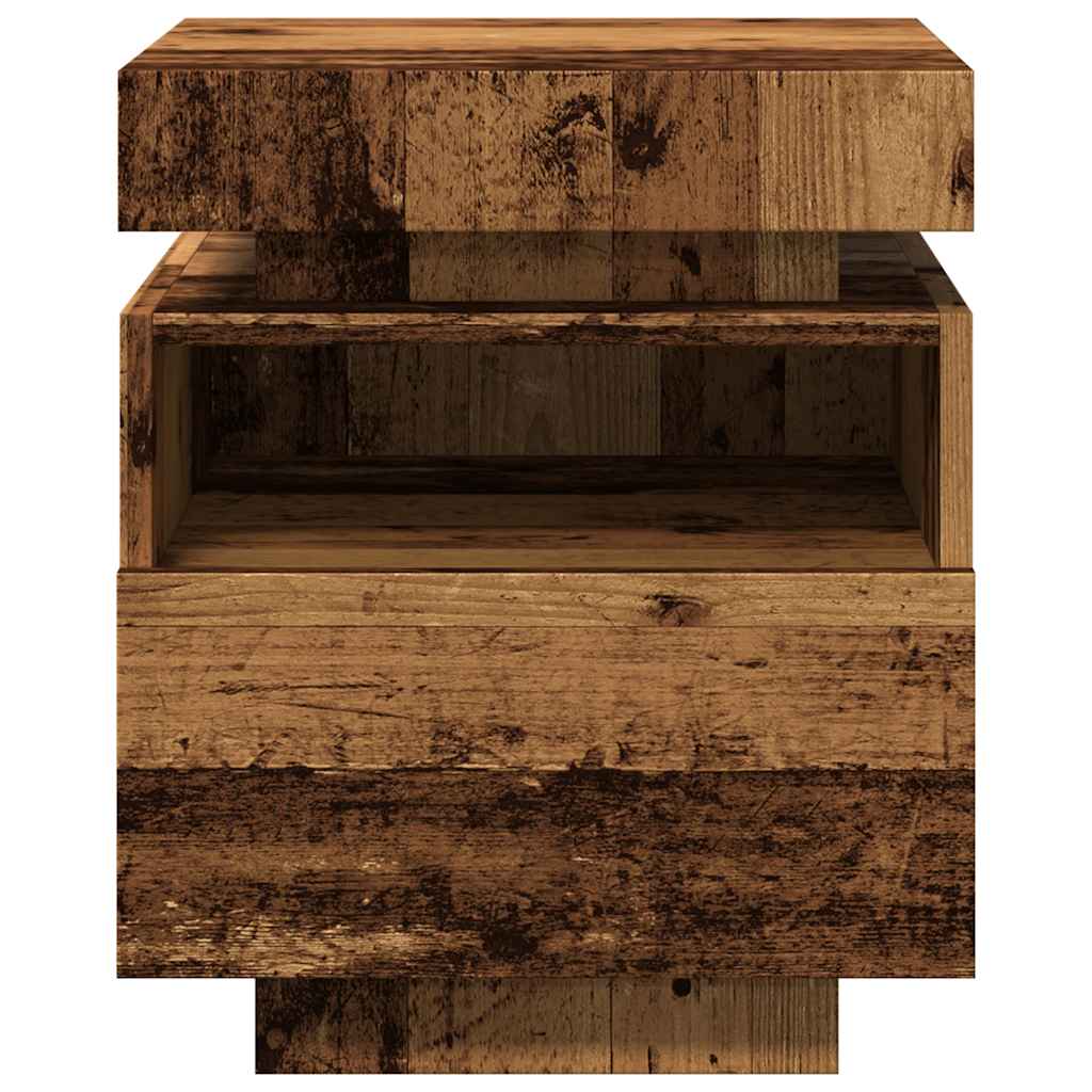 vidaXL Bedside Cabinet with LED Lights Old Wood 40x39x48,5 cm 5