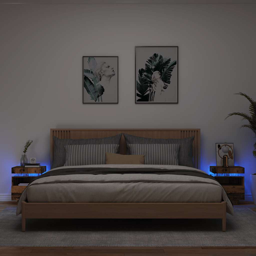 vidaXL Bedside Cabinet with LED Lights 40x39x48.5 cm