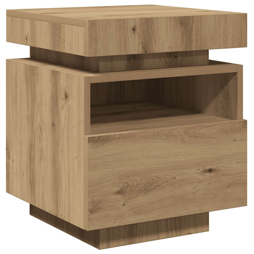 vidaXL Bedside Cabinet with LED Lights Artisan Oak 40x39x48,5 cm 4