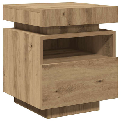 vidaXL Bedside Cabinet with LED Lights Artisan Oak 40x39x48,5 cm 4