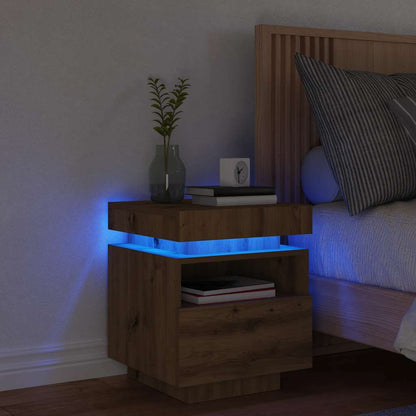 vidaXL Bedside Cabinet with LED Lights Artisan Oak 40x39x48,5 cm 3