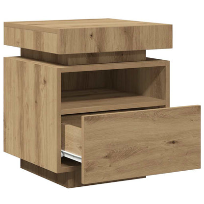 vidaXL Bedside Cabinet with LED Lights Artisan Oak 40x39x48,5 cm 5