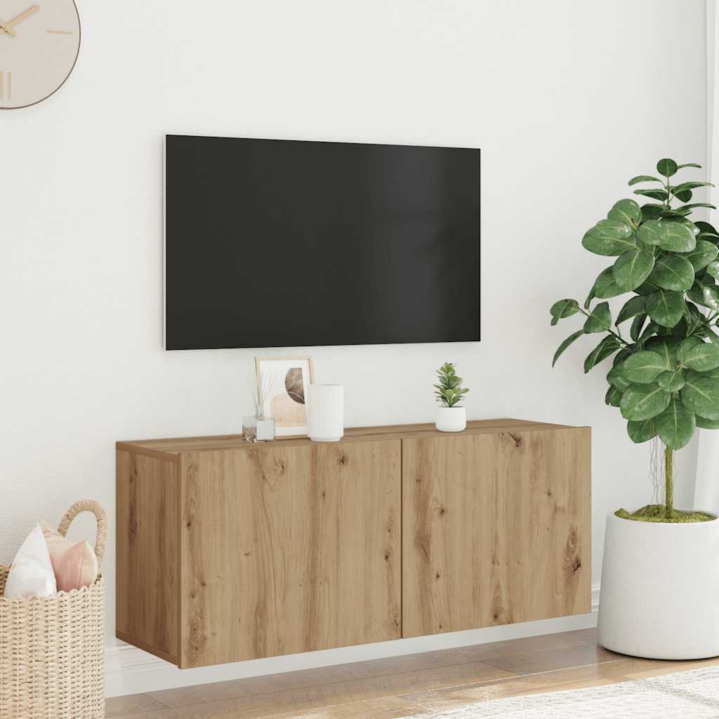 vidaXL TV Cabinet Wall-mounted Artisan Oak 100x30x41 cm 3