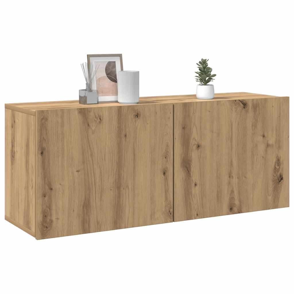 vidaXL TV Cabinet Wall-mounted Artisan Oak 100x30x41 cm 4
