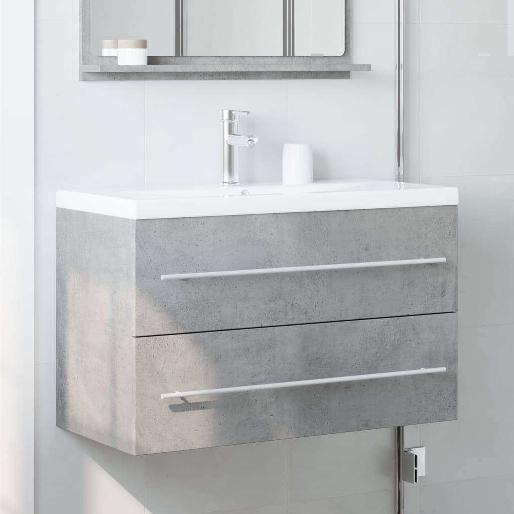 vidaXL Sink Cabinet Concrete Grey 80x38.5x48 cm Engineered Wood 3