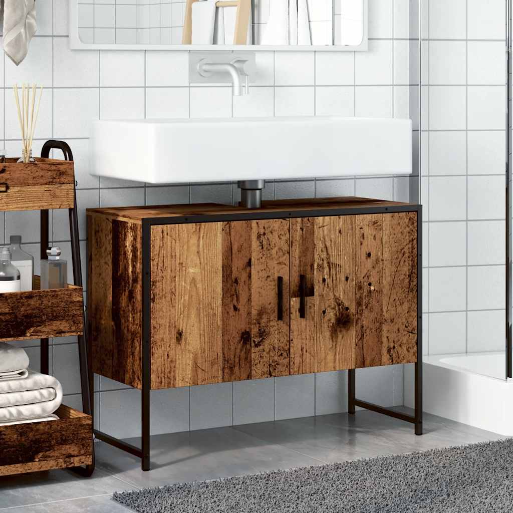 vidaXL Bathroom Sink Cabinet Old Wood 80x33x60 cm Engineered Wood 3