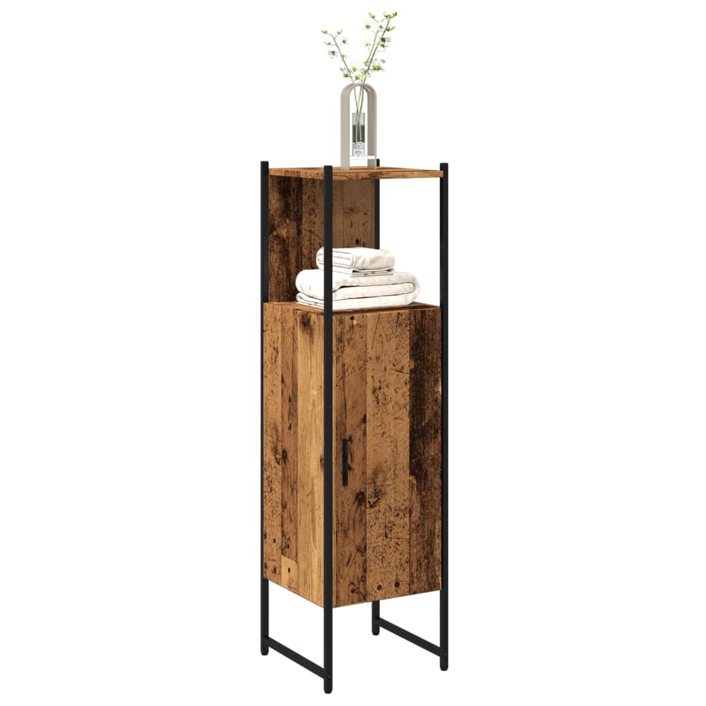 vidaXL Bathroom Cabinet Old Wood 33x33x120.5 cm Engineered Wood 3
