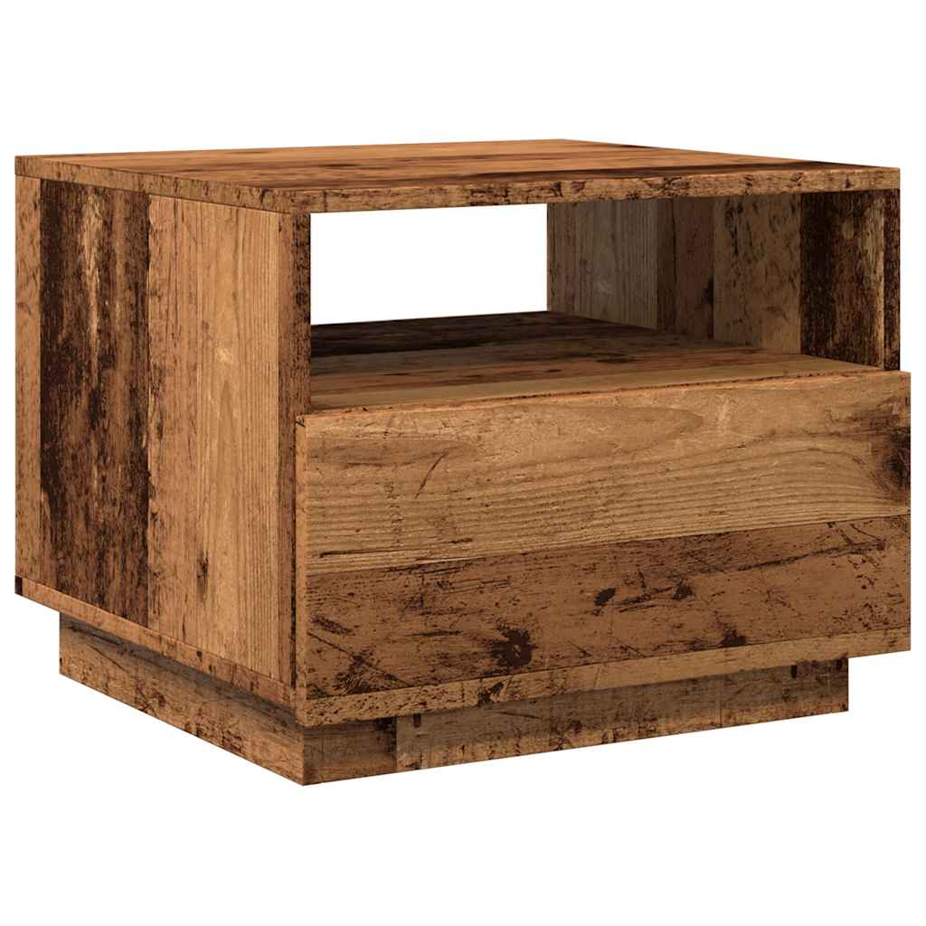 vidaXL Coffee Table with LED Lights Old Wood 50x49x40 cm 3