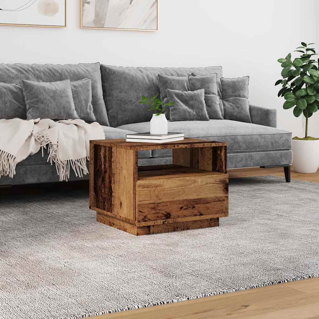 vidaXL Coffee Table with LED Lights Old Wood 50x49x40 cm 4
