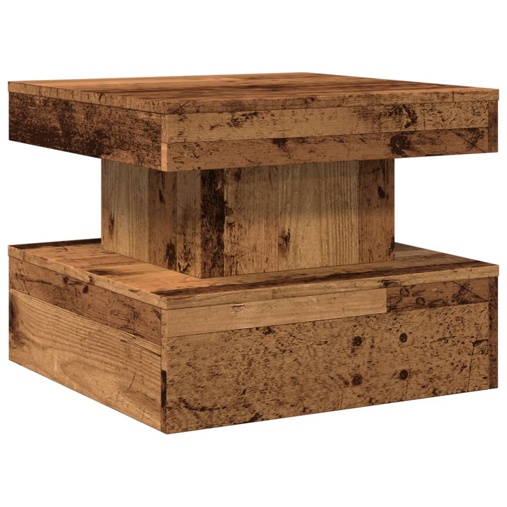 vidaXL Coffee Table with LED Lights Old Wood 50x50x40 cm 3