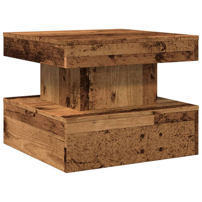 vidaXL Coffee Table with LED Lights Old Wood 50x50x40 cm 3