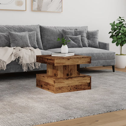 vidaXL Coffee Table with LED Lights Old Wood 50x50x40 cm 4