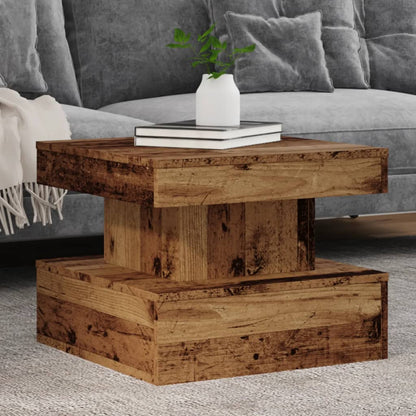 vidaXL Coffee Table with LED Lights Old Wood 50x50x40 cm 1