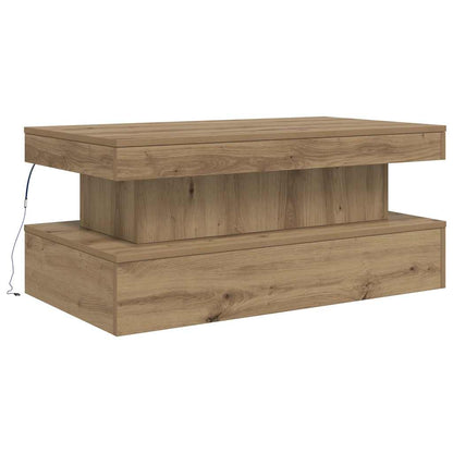 vidaXL Coffee Table with LED Lights Artisian Oak 50x50x40 cm 3