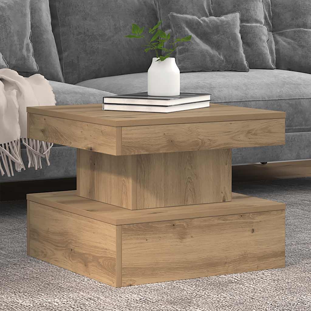 vidaXL Coffee Table with LED Lights Artisian Oak 50x50x40 cm 5