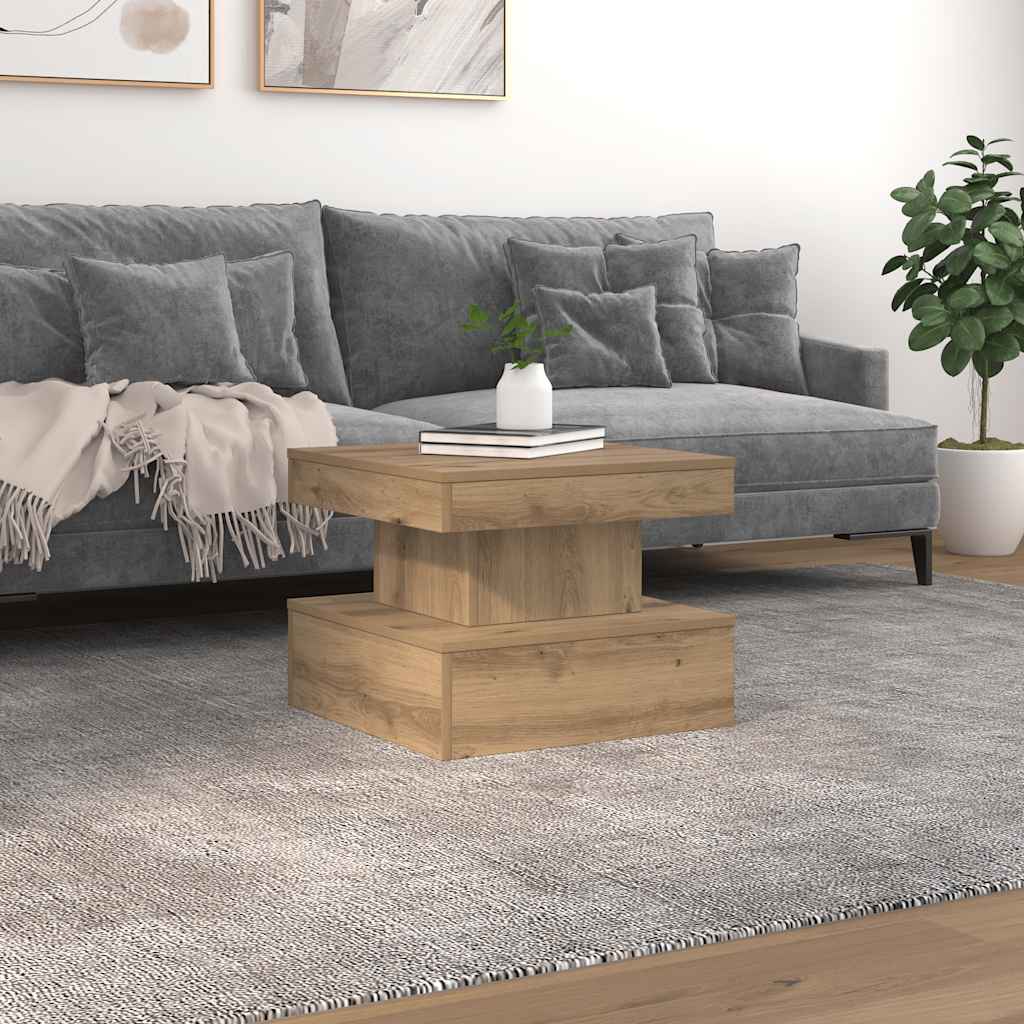 vidaXL Coffee Table with LED Lights Artisian Oak 50x50x40 cm 1