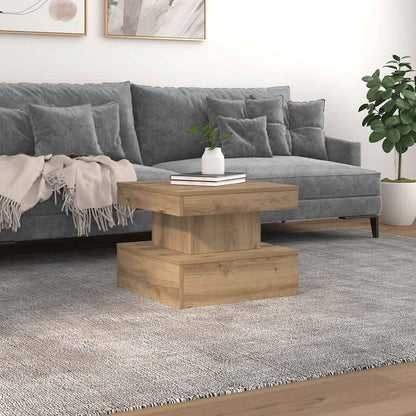 vidaXL Coffee Table with LED Lights Artisian Oak 50x50x40 cm 1