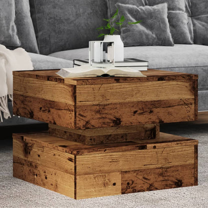 vidaXL Coffee Table with LED Lights Old Wood 50x50x40 cm 1