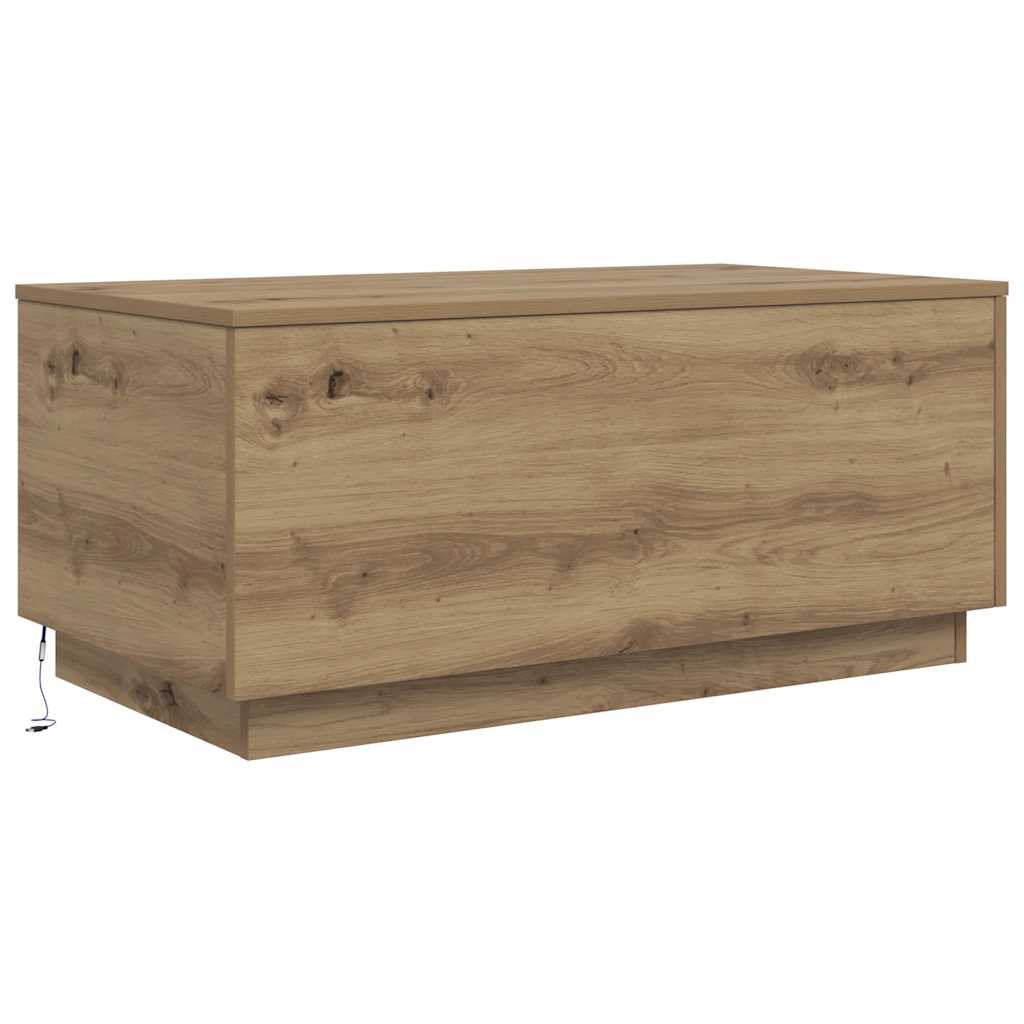 vidaXL Coffee Table with LED Lights Artisan Oak 90x50x40 cm 3