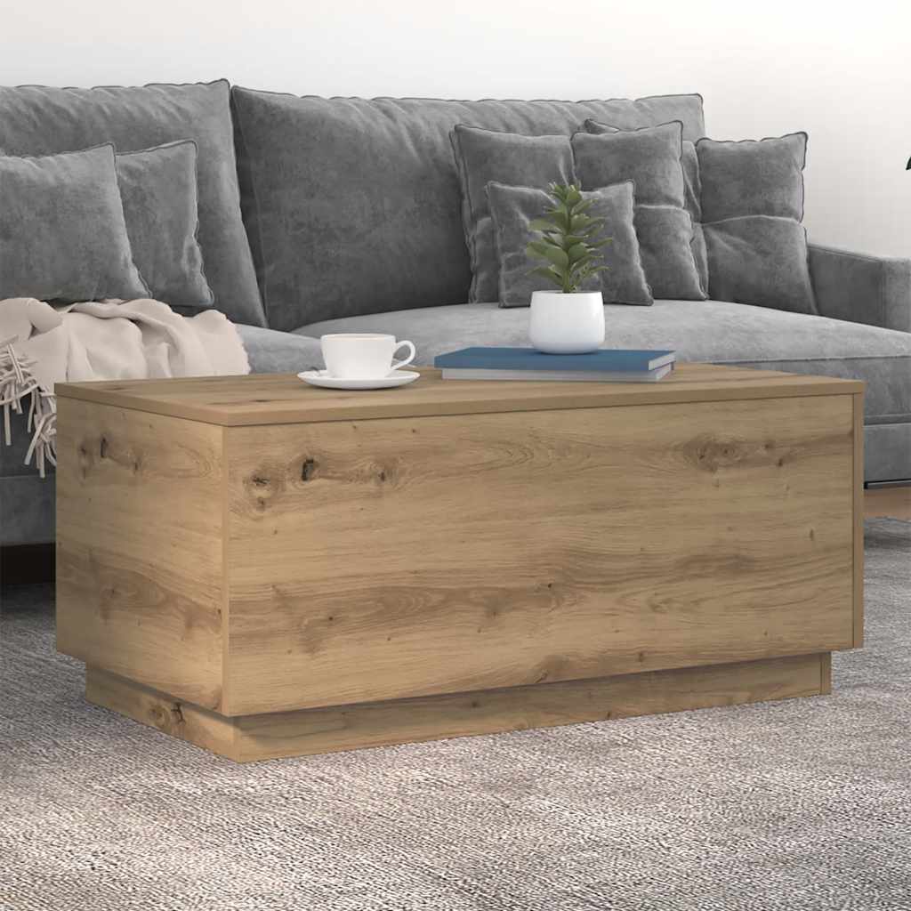 vidaXL Coffee Table with LED Lights Artisan Oak 90x50x40 cm 5