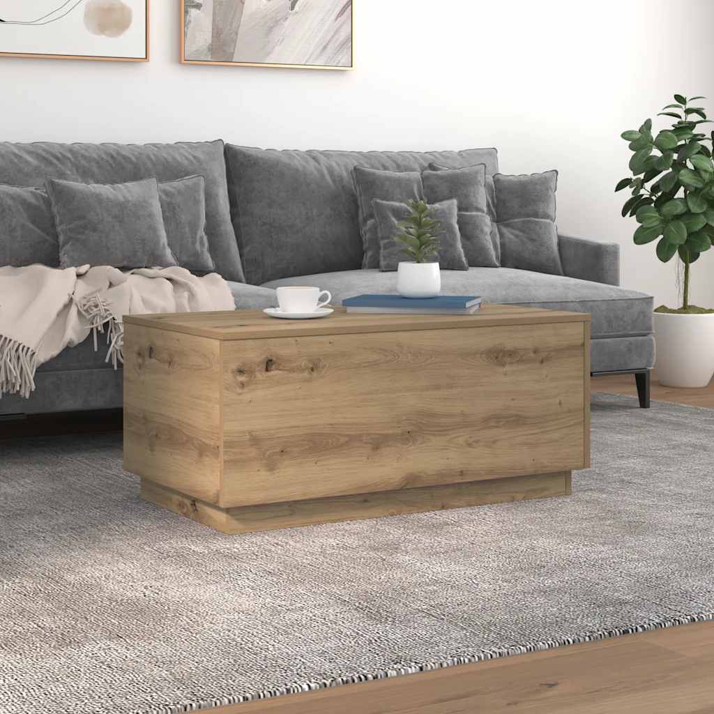 vidaXL Coffee Table with LED Lights Artisan Oak 90x50x40 cm 1