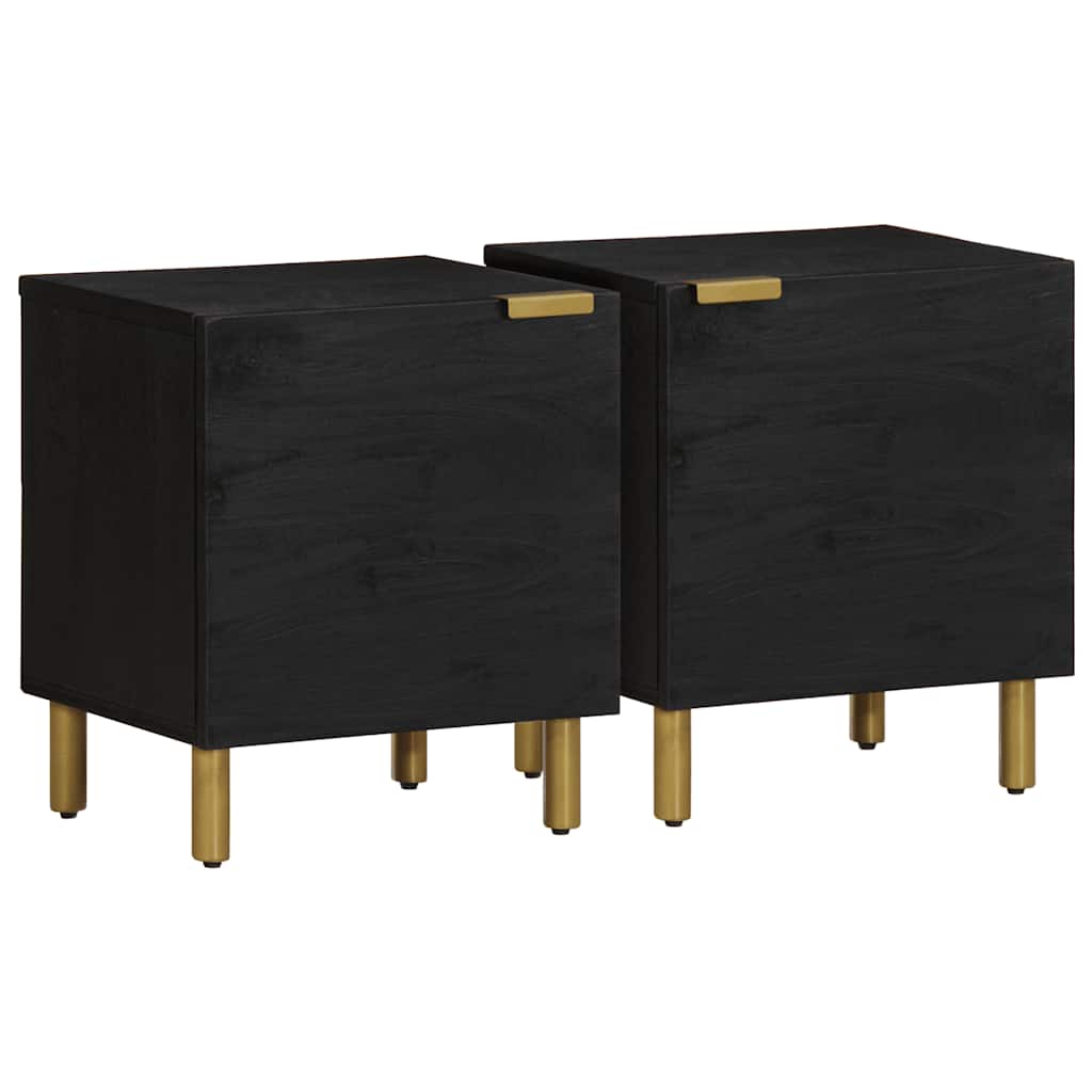 vidaXL Bedside Cabinet 2 pcs Black 40x33x46 cm Solid Wood Mango 1