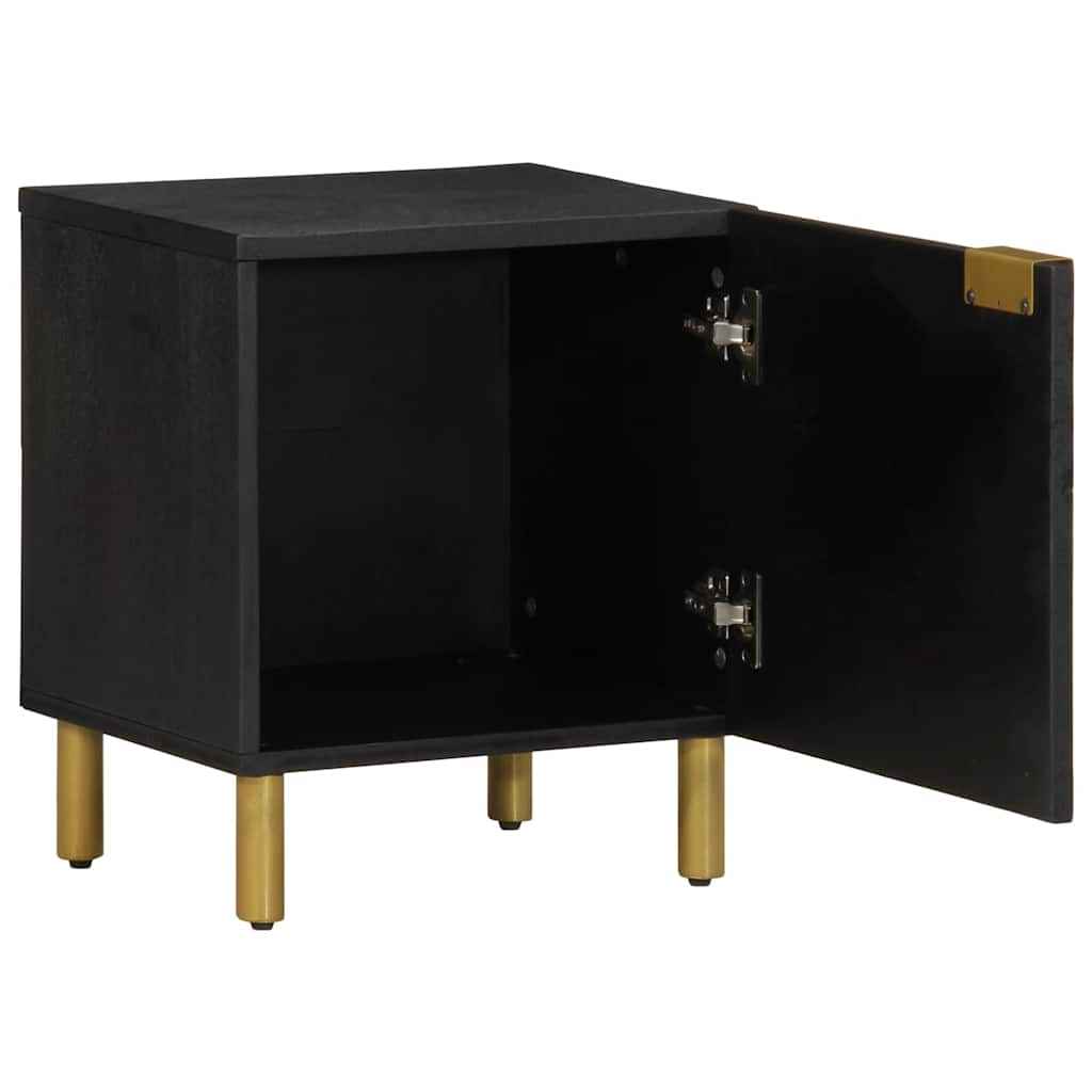 vidaXL Bedside Cabinet 2 pcs Black 40x33x46 cm Solid Wood Mango 3