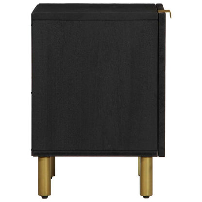 vidaXL Bedside Cabinet 2 pcs Black 40x33x46 cm Solid Wood Mango 5