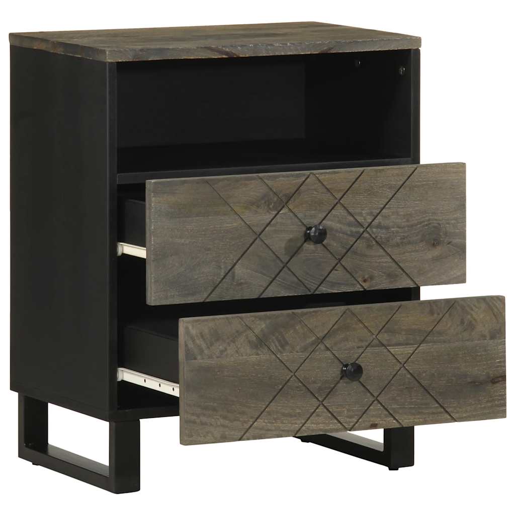 vidaXL Bedside Cabinet Black 50x33x62 cm Solid Wood Mango 2