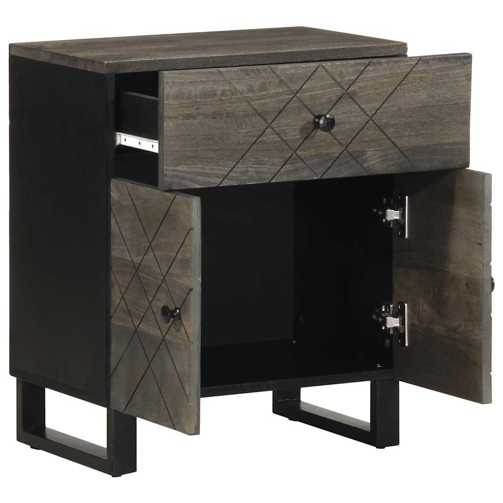 vidaXL Bedside Cabinet Black 50x33x60 cm Solid Wood Mango 2