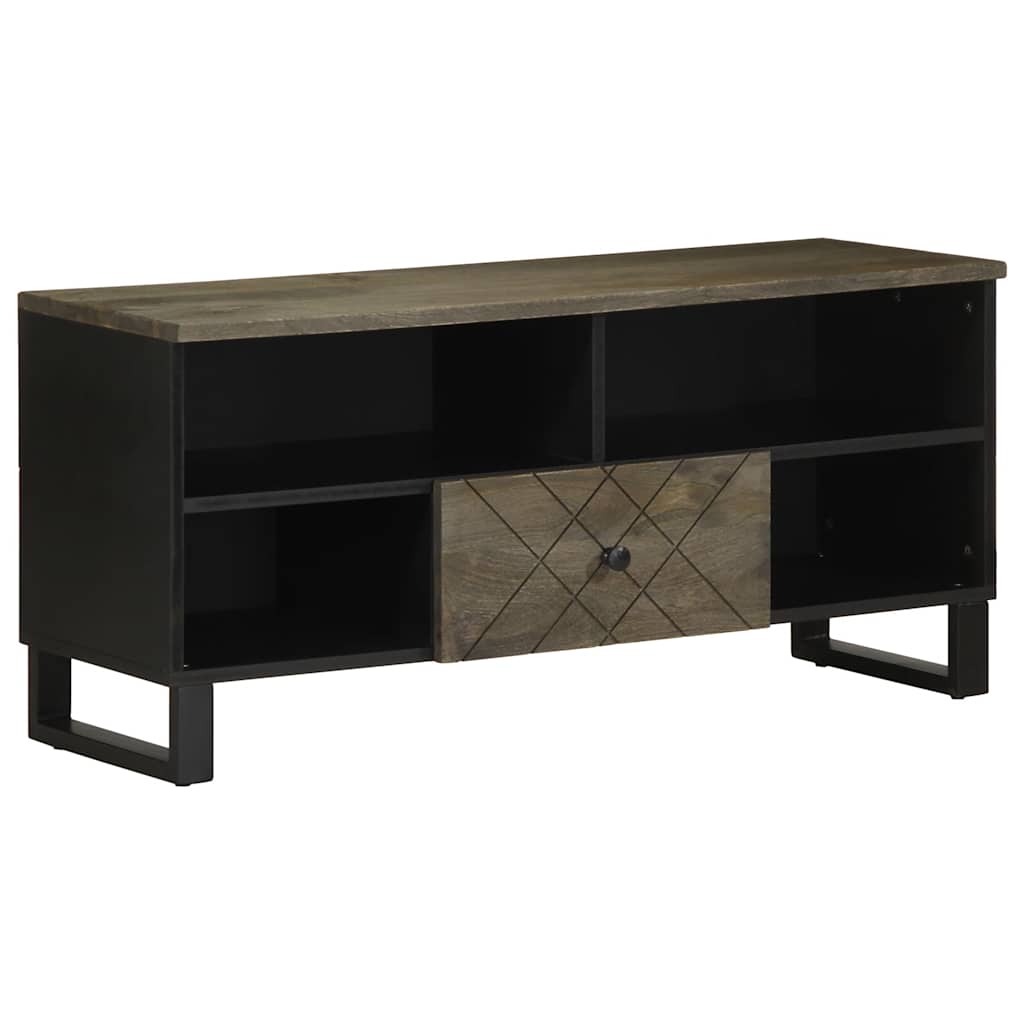 vidaXL TV Cabinet Black 100x33x46 cm Solid Wood Mango 1