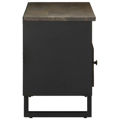 vidaXL TV Cabinet Black 100x33x46 cm Solid Wood Mango 4