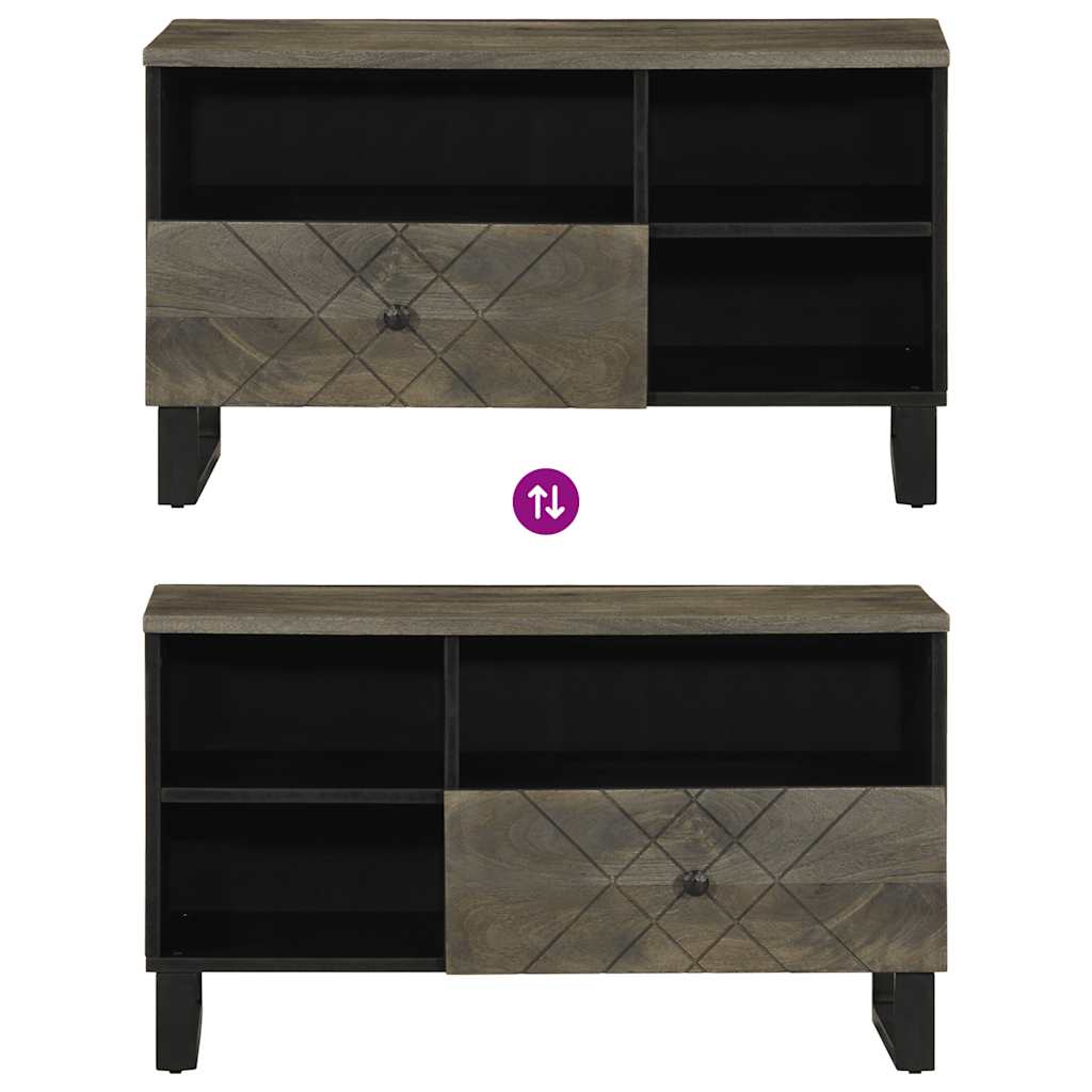 vidaXL TV Cabinet Black 80x33x46 cm Solid Wood Mango 6
