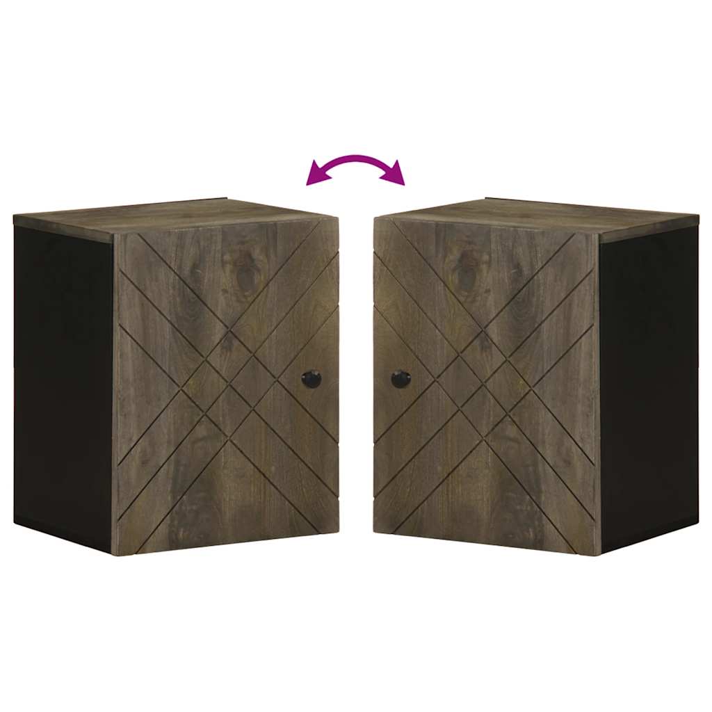 vidaXL Wall-mounted Bathroom Cabinet Black 38x33x48 cm Solid Wood Mango 6