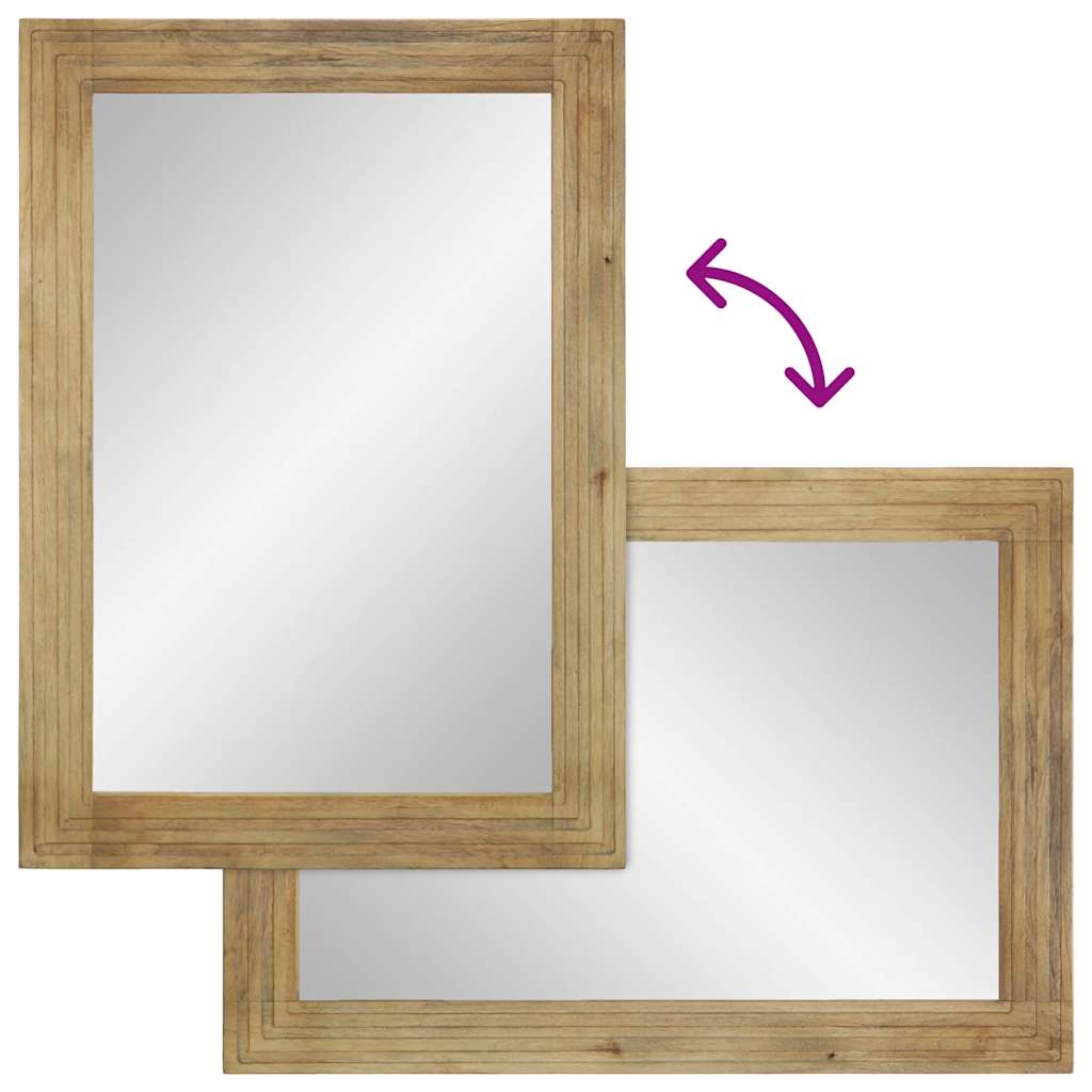 vidaXL Bathroom Mirror Brown 50x70x2.5 cm Solid Wood Mango 4