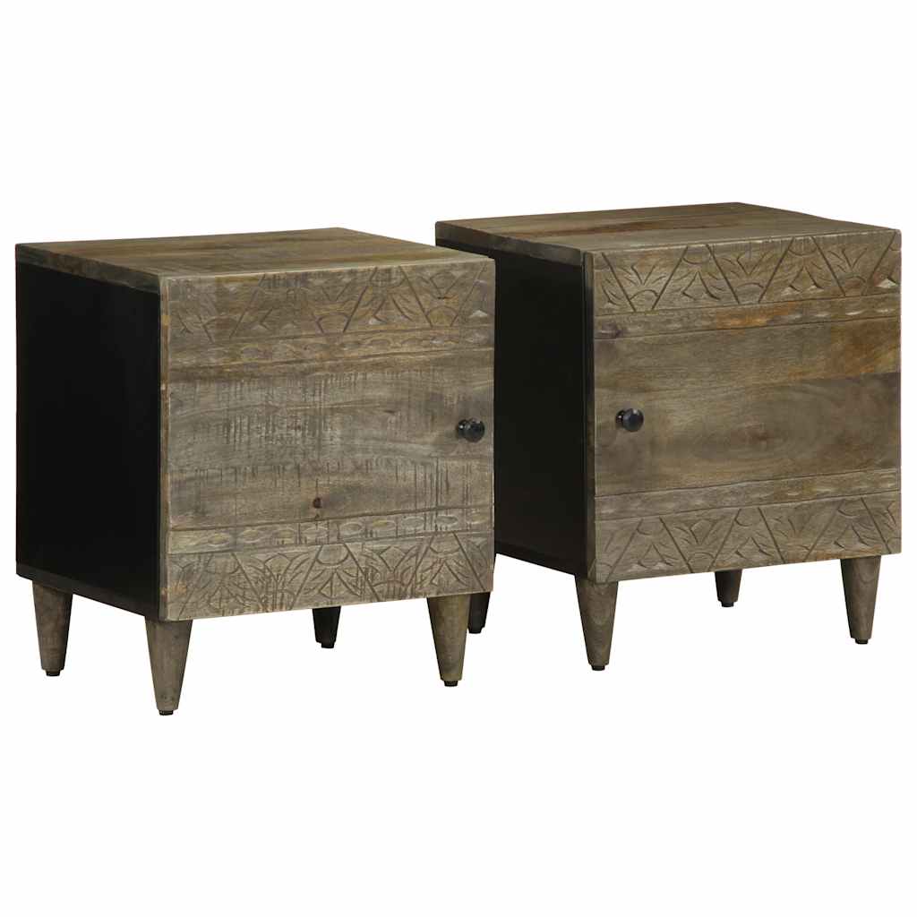 vidaXL Bedside Cabinets 2 pcs Light Grey 40x33x46 cm Solid Wood Mango 1