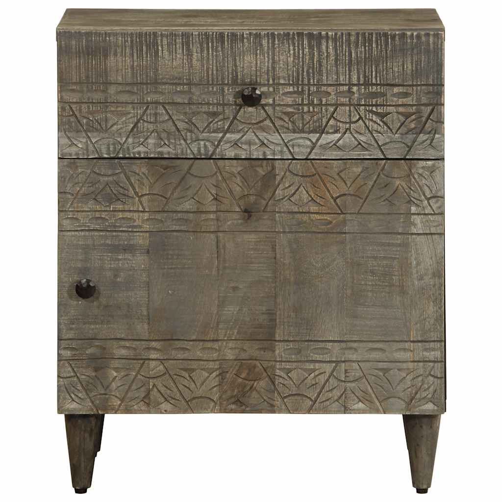 vidaXL Bedside Cabinet Light Grey 50x33x60 cm Solid Wood Mango 2
