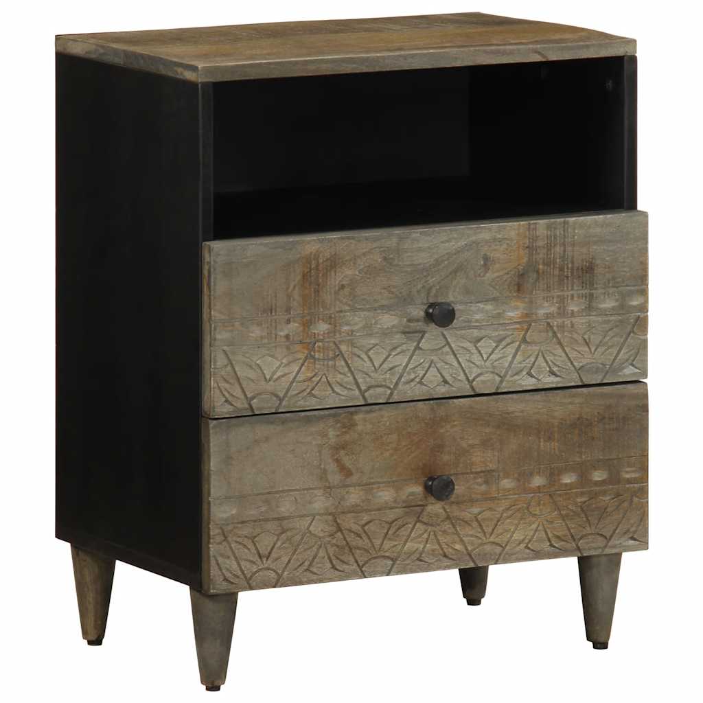vidaXL Bedside Cabinet Light Grey 50x33x60 cm Solid Wood Mango 1