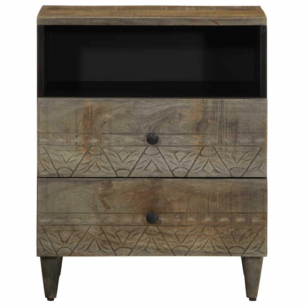 vidaXL Bedside Cabinet Light Grey 50x33x60 cm Solid Wood Mango 2