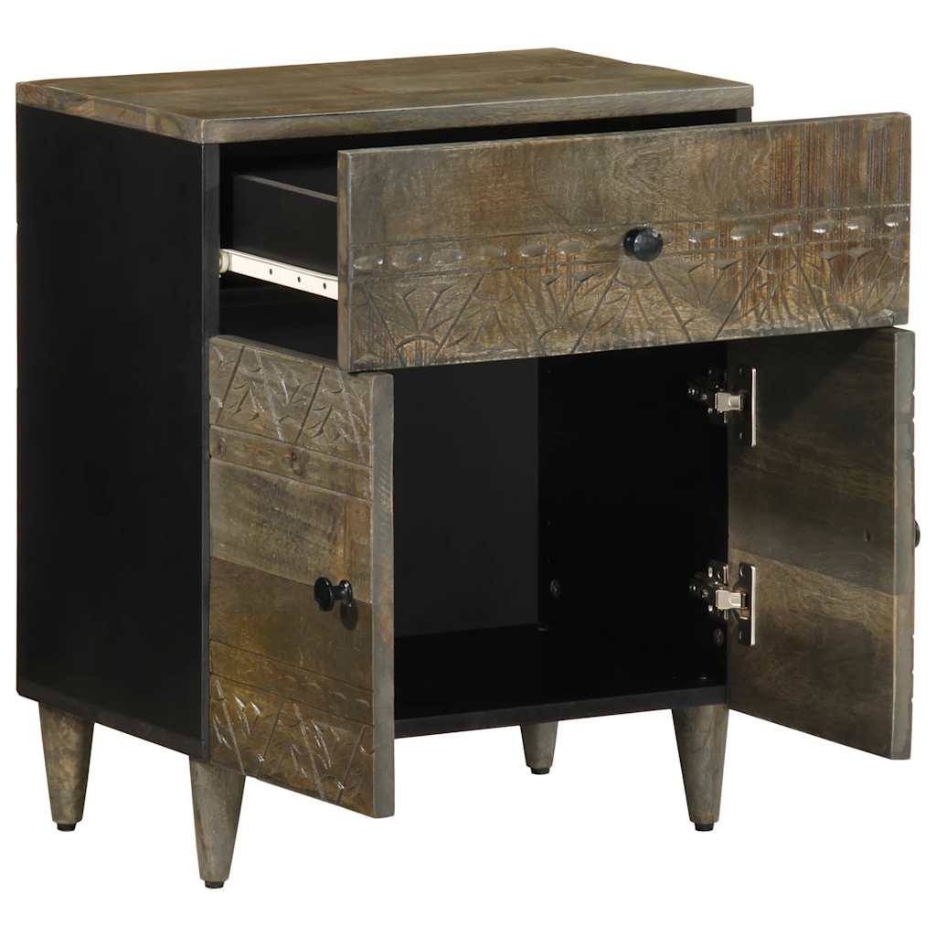 vidaXL Bedside Cabinet Light Grey 50x33x60 cm Solid Wood Mango 3